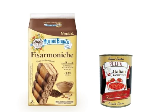 3x Mulino Bianco fisarmoniche, Natürlich gefüllte Sahnungsnack mit Gerstenmalzcreme und Kakao 264g + Italian Gourmet polpa 400g 3x Mulino Bianco fisarmoniche, Natürlich gefüllte Sahnungsnack mit Gerstenmalzcreme und Kakao 264g + Italian Gourmet polpa 400g von Italian Gourmet E.R.