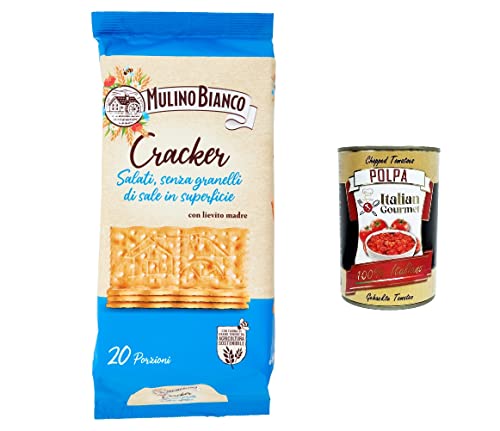 3x Mulino Bianco ungesalzene Cracker mit nachhaltigem Mehl 500 g + Italian gourmet polpa 400g von Italian Gourmet E.R.