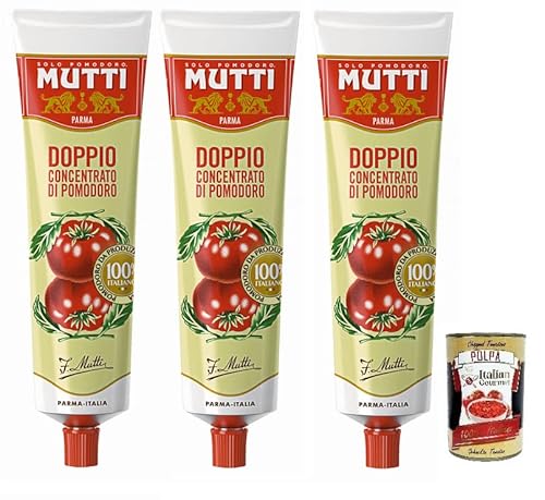 3x Mutti Doppio Concentrato di Pomodoro,Doppeltes Tomatenkonzentrat,100% Italienische Tomate,130g Tube + Italian Gourmet Polpa di Pomodoro 400g Dose 3x Mutti Doppio Concentrato di Pomodoro,Doppeltes Tomatenkonzentrat,100% Italienische Tomate,130g Tube + Italian Gourmet Polpa di Pomodoro 400g Dose von Italian Gourmet E.R.