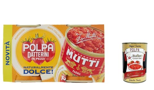 3x Mutti Polpa Datterini natürlich süß Tomaten (300gr x 2), Datterini Tomatenpulpe Tomaten sauce 100% Italienisch + Italian Gourmet polpa 400g von Italian Gourmet E.R.