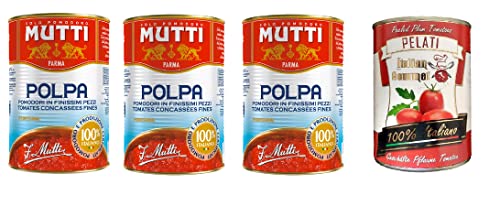 3x Mutti polpa di Pomodoro Tomatenpulpe Tomaten sauce + 1x Italian Gourmet 100% italienische geschälte Tomaten dosen 400g von Italian Gourmet E.R.