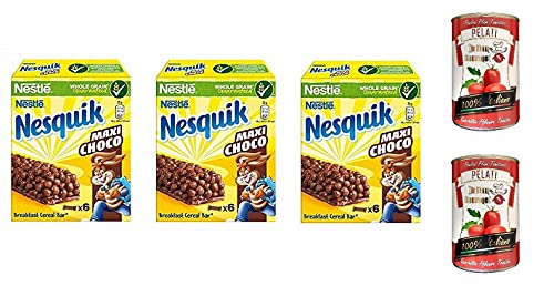 3x Nesquik Maxi Choco Schokoladensnack Schokoriegel 150g + Italian Gourmet 100% italienische geschälte Tomaten dosen 2x 400g von Italian Gourmet E.R.