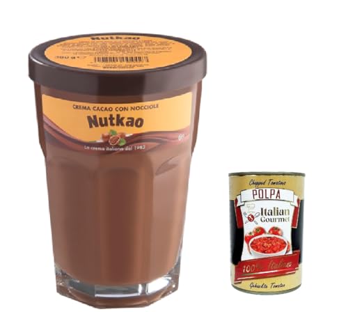 3x Nutkao Crema Cacao con Nocciole, Streichfähige Creme Kakao mit Haselnüssen, Italienische Creme, 380g Glas + Italian Gourmet polpa 400g von Italian Gourmet E.R.