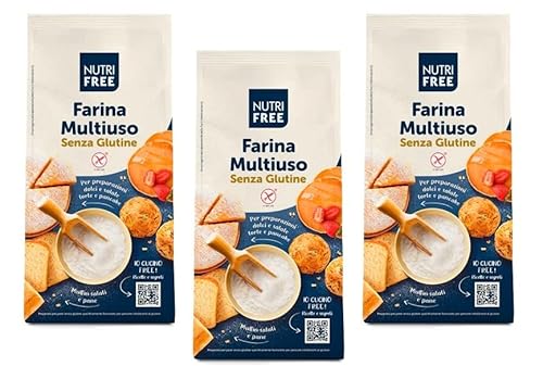 3x Nutri Free Farina Multiuso Mehrzweckmehl Mehl Laktose- und Milcheiweißfrei Glutenfrei 1Kg-Packung ideal für süß und herzhaft 3x Nutri Free Farina Multiuso Mehrzweckmehl Mehl Laktose- und Milcheiweißfrei Glutenfrei 1Kg-Packung ideal für süß und herzhaft von Italian Gourmet E.R.