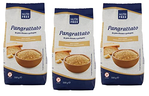 3x Nutri Free Pangrattato Semmelbrösel Laktose- und Milcheiweißfrei Glutenfrei 500g-Packung Ideal für Menschen mit Glutenunverträglichkeit von Italian Gourmet E.R.