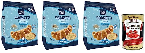 3x Nutrifree Cornetti Classici,Klassische Croissants mit einem zarten Butteraroma,gluten- und laktosefreien,200g,Multipack mit 4 Einzelportionen + Italian Gourmet Polpa di Pomodoro 400g Dose 3x Nutrifree Cornetti Classici,Klassische Croissants mit einem zarten Butteraroma,gluten- und laktosefreien,200g,Multipack mit 4 Einzelportionen + Italian Gourmet Polpa di Pomodoro 400g Dose von Italian Gourmet E.R.