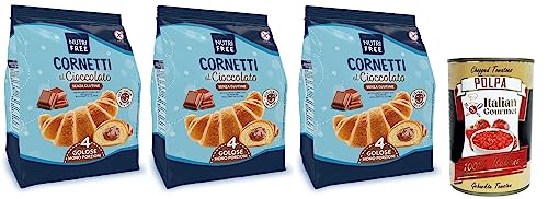 3x Nutrifree Cornetti al Cioccolato,Croissants gefüllt mit köstlicher Schokoladencreme,Glutenfrei,240g,Multipack mit 4 Einzelportionen + Italian Gourmet Polpa di Pomodoro 400g Dose 3x Nutrifree Cornetti al Cioccolato,Croissants gefüllt mit köstlicher Schokoladencreme,Glutenfrei,240g,Multipack mit 4 Einzelportionen + Italian Gourmet Polpa di Pomodoro 400g Dose von Italian Gourmet E.R.