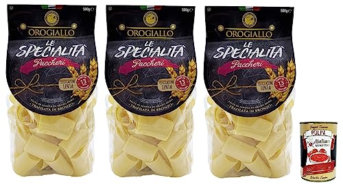 3x Oro Giallo Paccheri Pasta,Italienische Nudeln aus Hartweizengrieß 500g + Italian Gourmet Polpa di Pomodoro 400g Dose 3x Oro Giallo Paccheri Pasta,Italienische Nudeln aus Hartweizengrieß 500g + Italian Gourmet Polpa di Pomodoro 400g Dose von Italian Gourmet E.R.
