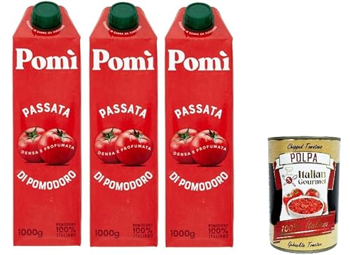 3x POMI' Tomatenpüree in 1 kg Brik+ Italian Gourmet Polpa 400g von Italian Gourmet E.R.