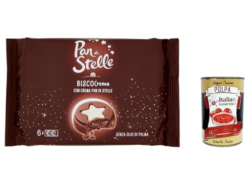 3x Pan di Stelle Biscocrema, Kakao kekse mit Kakaocreme, Haselnüssen und Keksbröseln, cookies biscuits 168g + Italian Gourmet polpa 400g von Italian Gourmet E.R.