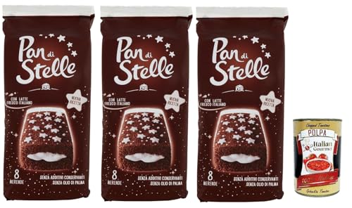 3x Pan di Stelle Merenda, Biskuit kuchen mit Kakao und Milchcreme 280g + Italian Gourmet polpa 400g von Italian Gourmet E.R.