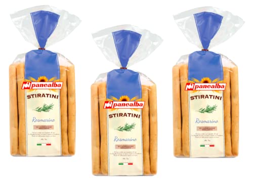 3x Panealba Stiratini Rosmarino Salziger Snack mit Rosmarin 150g Packung von Italian Gourmet E.R.