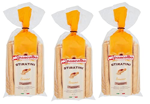 3x Panealba Stiratini Sesamo Salziger Snack mit Sesam 150g Packung 3x Panealba Stiratini Sesamo Salziger Snack mit Sesam 150g Packung von Italian Gourmet E.R.