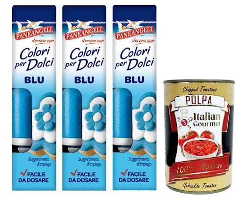 3x Paneangeli Colori per Dolci Blu, Blauer Gel Farbstoff,10g Tube + Italian Gourmet Polpa di Pomodoro 400g Dose 3x Paneangeli Colori per Dolci Blu, Blauer Gel Farbstoff,10g Tube + Italian Gourmet Polpa di Pomodoro 400g Dose von Italian Gourmet E.R.