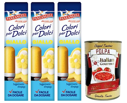 3x Paneangeli Colori per Dolci Giallo, Gelber Gel Farbstoff,10g + Italian Gourmet Polpa di Pomodoro 400g Dose 3x Paneangeli Colori per Dolci Giallo, Gelber Gel Farbstoff,10g + Italian Gourmet Polpa di Pomodoro 400g Dose von Italian Gourmet E.R.
