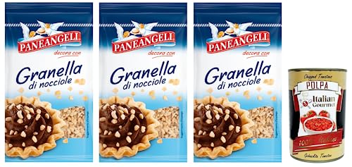 3x Paneangeli Granella di Nocciole,Haselnusskorn,gebrauchsfertige Haselnüsse zum Anreichern und Dekorieren von Desserts 50g + Italian Gourmet Polpa di Pomodoro 400g Dose von Italian Gourmet E.R.