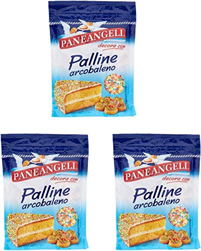 3x Paneangeli Palline Arcobaleno,Mehrfarbiges Konfetti in runder Form, ideal zum Dekorieren von Desserts,Wiederverschließbare 60g-Packung + Italian Gourmet Polpa di Pomodoro 400g Dose von Paneangeli