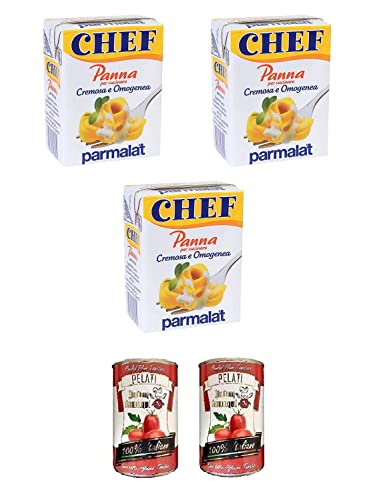 3x Parmalat Panna chef Sahne per cucinare Kochcreme creme fur Koch 500ml + Italian Gourmet 100% italienische geschälte Tomaten dosen 2x 400g von Italian Gourmet E.R.