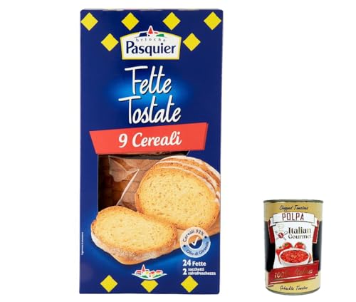 3x Pasquier Fette biscottate ai 9 cereali, Zwieback Gebackenem Brot mit 9 Müsli 240g + Italian Gourmet polpa 400g von Italian Gourmet E.R.