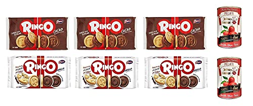 3x Pavesi Kekse Ringo 330g Kuchen mit Vanille 6 snack cookies riegel + 3x Pavesi Ringo Cacao Kakao 6 snack 330g + Italian Gourmet 100% italienische geschälte Tomaten dosen 2x 400g von Italian Gourmet E.R.