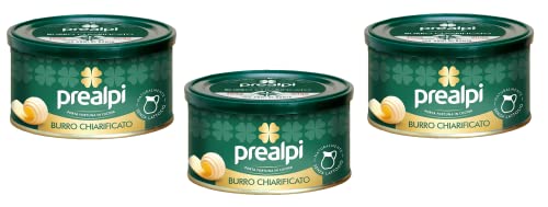 3x Prealpi Burro Chiarificato Butterschmalz Geklärte Butter Natürlich Laktosefrei Italienische Exzellenz Dose mit 250g von Italian Gourmet E.R.