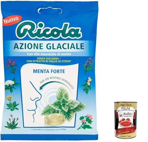 3x Ricola Azione Glaciale Menta forte bonbon Menthol erfrischend ohne zucker 70g + Italian Gourmet polpa 400g von Italian Gourmet E.R.