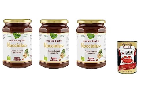 3x Rigoni di Asiago Nocciolata, Nuss Nougat Creme, Haselnusscreme ohne Palmöl | Nuss Nougat Creme ohne Palmöl | Brotaufstrich 650g + Italian Gourmet Polpa 400g von Italian Gourmet E.R.