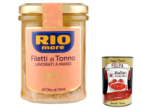 3x Rio Mare Filetti di Tonno all'Olio di Oliva Thunfischfilets mit Olivenöl, handgefertigt, 180 g + Italian Gourmet polpa 400g von Italian Gourmet E.R.