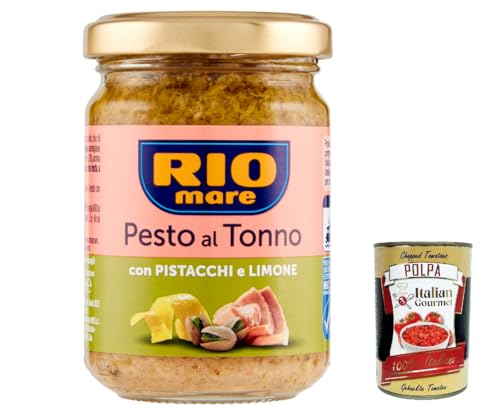 3x Rio Mare Pesto al Tonno con Pistacchi e Limone, Thunfischpesto kochsauce mit Pistazien und Zitrone 130g + Italian Gourmet polpa 400g von Italian Gourmet E.R.