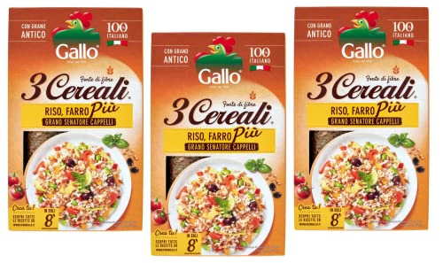 3x Riso Gallo 3 Cereali Mischung aus Reis, Dinkel und Weizen Senatore Cappelli, ideal für Suppen und Risottos 800g Packung 3x Riso Gallo 3 Cereali Mischung aus Reis, Dinkel und Weizen Senatore Cappelli, ideal für Suppen und Risottos 800g Packung von Italian Gourmet E.R.
