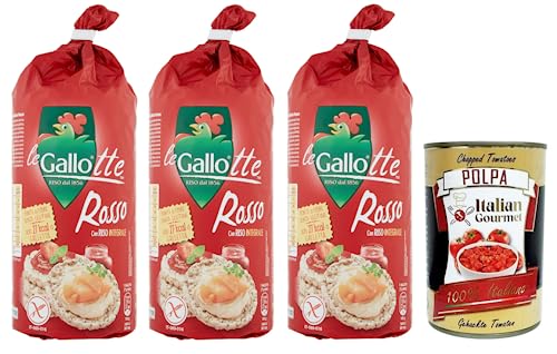 3x Riso Gallo Gallotte Le Rosse,Vollkornkuchen aus Rotem Reis ,Packung mit 100g + Italian Gourmet Polpa di Pomodoro 400g Dose von Italian Gourmet E.R.