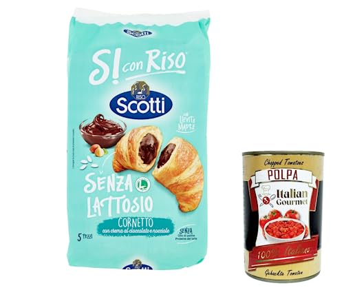 3x Riso Scotti - Si con Riso - Croissants mit Schokoladencreme und Haselnüssen Laktosefrei, milcheiweißfrei und spurenfrei. + Italian Gourmet polpa 400g von Italian Gourmet E.R.