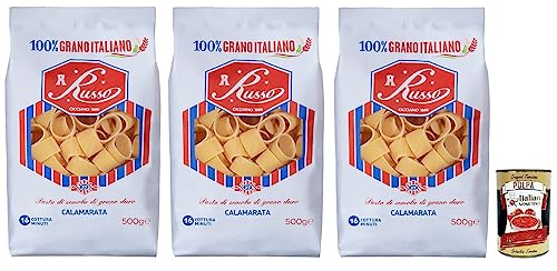 3x Russo Calamarata N°27 Hartweizengrieß Pasta,100% Italienischer Weizen,500g-Packung + Italian Gourmet Polpa di Pomodoro 400g Dose 3x Russo Calamarata N°27 Hartweizengrieß Pasta,100% Italienischer Weizen,500g-Packung + Italian Gourmet Polpa di Pomodoro 400g Dose von Italian Gourmet E.R.