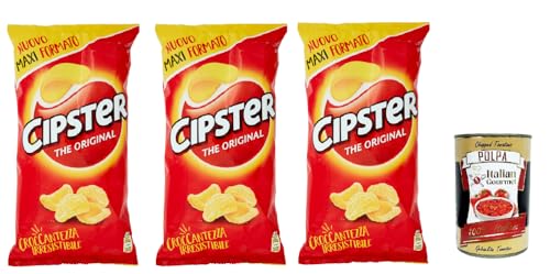 3x Saiwa Chips Cipster Crisps snack 150gr kartoffel kartoffelchips gesalzen, Die originalen, knusprigen Kartoffelchips, leichten Geschmack und ikonische Form + Italian Gourmet polpa 400g von Italian Gourmet E.R.