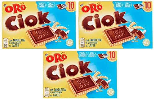 3x Saiwa Oro Ciok Latte Keks mit Tafel Milchschokolade, Ikonische Snack,Packung à 250g, jede Packung enthält 10 Einzelportionen à 25g + Italian Gourmet Polpa di Pomodoro 400g Dose von Italian Gourmet E.R.