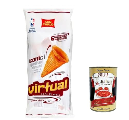 3x San Carlo Snack Virtual, Maiszapfen Patatine, Kartoffel Chips 132g Multipack-Packung, Jede Packung enthält 6 Beutel à 22g + Italian Gourmet polpa 400g von Italian Gourmet E.R.