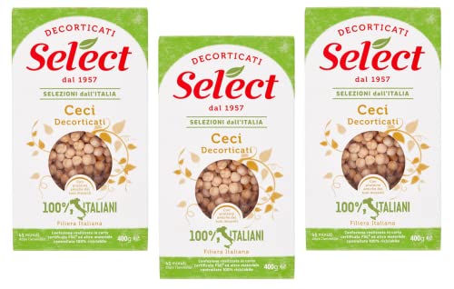 3x Select Ceci Decorticati Geschälte Kichererbsen 100% Italienische Hülsenfrüchte Papier Verpackung von 400g von Italian Gourmet E.R.