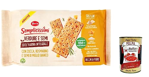3x Semplicissimi Doria Crackers Zucca e Rosmarino e Semi di Miglio Bianco, Cracker Kürbis und Rosmarin und weiße Hirsesamen 280g + Italian Gourmet polpa 400g 3x Semplicissimi Doria Crackers Zucca e Rosmarino e Semi di Miglio Bianco, Cracker Kürbis und Rosmarin und weiße Hirsesamen 280g + Italian Gourmet polpa 400g von Italian Gourmet E.R.