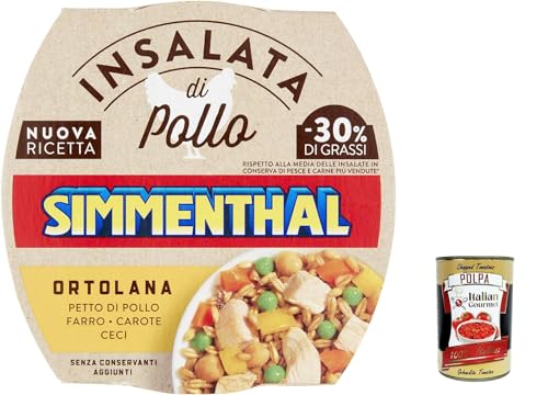 3x Simmenthal Ortolana, Hähnchenbrustsalat mit Dinkel, Kichererbsen, Karotten und Erbsen, 160 gr + Italian Gourmet polpa 400g von Italian Gourmet E.R.