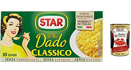 3x Star Il Mio Dado classico , reich an Geschmack, Gemüse und nativem Olivenöl extra, 10 Bouillon-Würfel, 100 g, ohne Konservierungsstoffe, laktosefrei und glutenfrei + italian gourmet polpa 400g 3x Star Il Mio Dado classico , reich an Geschmack, Gemüse und nativem Olivenöl extra, 10 Bouillon-Würfel, 100 g, ohne Konservierungsstoffe, laktosefrei und glutenfrei + italian gourmet polpa 400g von Italian Gourmet E.R.