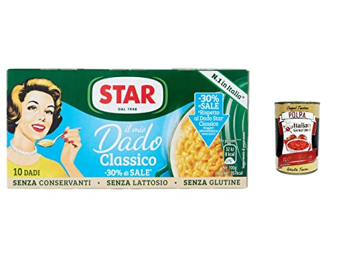 3x Star Il Mio Dado classico mit 30 % weniger Salz ,Gemüse und nativem Olivenöl extra, 10 Bouillon-Würfel, 100 g, ohne Konservierungsstoffe, laktosefrei und glutenfrei + italian gourmet polpa 400g 3x Star Il Mio Dado classico mit 30 % weniger Salz ,Gemüse und nativem Olivenöl extra, 10 Bouillon-Würfel, 100 g, ohne Konservierungsstoffe, laktosefrei und glutenfrei + italian gourmet polpa 400g von Italian Gourmet E.R.