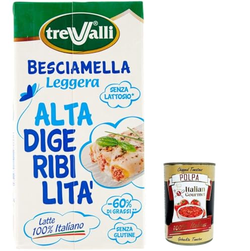 3x Trevalli Besciamella Leggera Alta Digeribilita', Hochverdauliche leichte Bechamelsauce, 500 ml + Italian Gourmet polpa 400g von Italian Gourmet E.R.