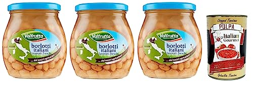 3x Valfrutta Fagioli Borlotti,Italienische Borlotti-Bohnen,Hülsenfrucht Gemüse Gekochte Bohnen,Glas 570g + Italian Gourmet Polpa di Pomodoro 400g Dose 3x Valfrutta Fagioli Borlotti,Italienische Borlotti-Bohnen,Hülsenfrucht Gemüse Gekochte Bohnen,Glas 570g + Italian Gourmet Polpa di Pomodoro 400g Dose von Italian Gourmet E.R.
