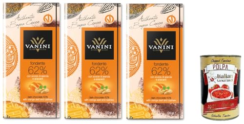 3x Vanini New Bagua Dark Chocolate 62% mit Orangenschale und Cashewnüssen 100gr+ Italian gourmet polpa 400g von Italian Gourmet E.R.