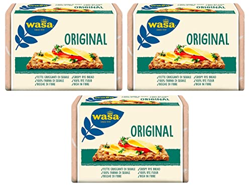 3x Wasa Original,Cracker mit 100% Roggenmehl,Knusprige Scheiben mit Roggenvollkornmehl,reich an Ballaststoffen,275g + Italian Gourmet Polpa di Pomodoro 400g Dose von Italian Gourmet E.R.