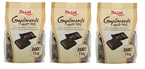 3x Zaini Compliments Noir Pralinen mit 70% Kakao ca. 260 Stück Schokolade in einem 1Kg-Beutel 3x Zaini Compliments Noir Pralinen mit 70% Kakao ca. 260 Stück Schokolade in einem 1Kg-Beutel von Italian Gourmet E.R.