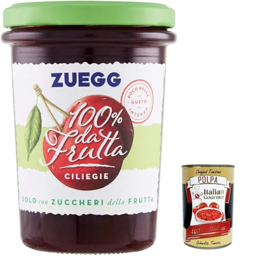 3x Zuegg Ciliegie 100% Frutta, Marmelade Kirschen 100% Frucht Konfitüre Brotaufstriche Italien 250g + Italian Gourmet polpa 400g von Italian Gourmet E.R.
