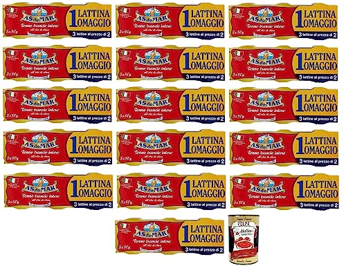 48x AS do MAR Tonno Trancio Intero all'Olio di Oliva,Ganzes Scheibe Thunfisch in Olivenöl,außergewöhnliche Kompaktheit,80g Dose + Italian Gourmet Polpa di Pomodoro 400g Dose 48x AS do MAR Tonno Trancio Intero all'Olio di Oliva,Ganzes Scheibe Thunfisch in Olivenöl,außergewöhnliche Kompaktheit,80g Dose + Italian Gourmet Polpa di Pomodoro 400g Dose von Italian Gourmet E.R.