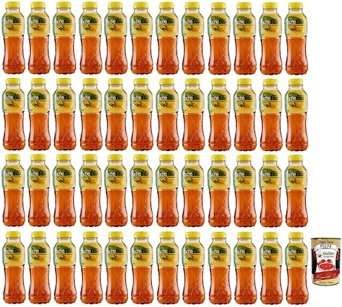 48x FUZE TEA Limone Eistee, Zitrone Schwarzer Tee mit einer Zitronengras Note,Erfrischungsgetränk,Alkoholfrei,Einweg-PET-Flasche 400ml + Italian Gourmet Polpa di Pomodoro 400g Dose von Italian Gourmet E.R.