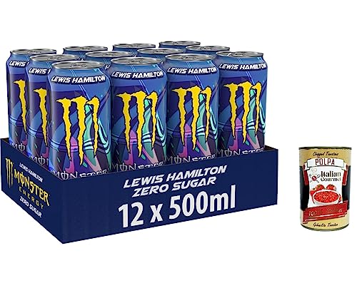 48x Monster Energy Lewis Hamilton Zero - koffeinhaltiger Energy Drink mit erfrischendem Pfirsich-Nektarinen Geschmack - ohne Zucker und ohne Kalorien 500ml + Italian Gourmet polpa 400g 48x Monster Energy Lewis Hamilton Zero - koffeinhaltiger Energy Drink mit erfrischendem Pfirsich-Nektarinen Geschmack - ohne Zucker und ohne Kalorien 500ml + Italian Gourmet polpa 400g von Italian Gourmet E.R.